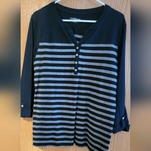 Croft & Barrow Black and Gray Ribbed  Blouse